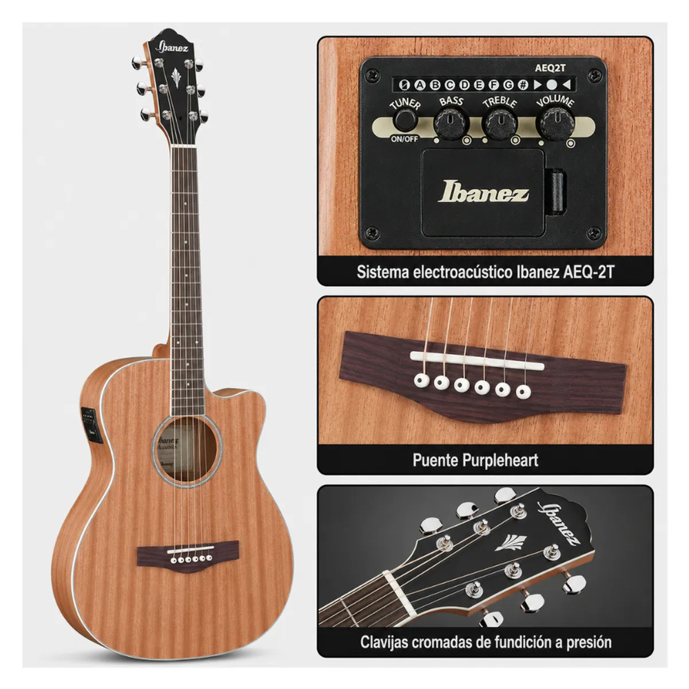 GUITARRA ELECTROACUSTICA AEG7MH OPEN PORE NATURAL PACK - 2