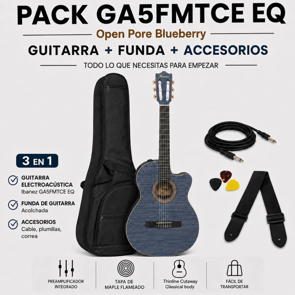 GUITARRA ELECTROACUSTICA GA5FMTCE OPEN PORE BLUEBERRY - 3