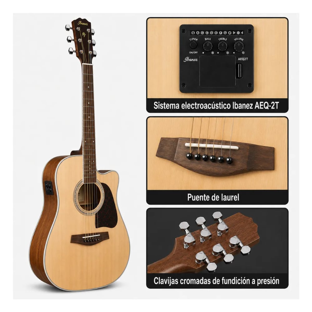 GUITARRA ELECTROACÚSTICA PF16WCE NATURAL HIGH GLOSS PACK - 2
