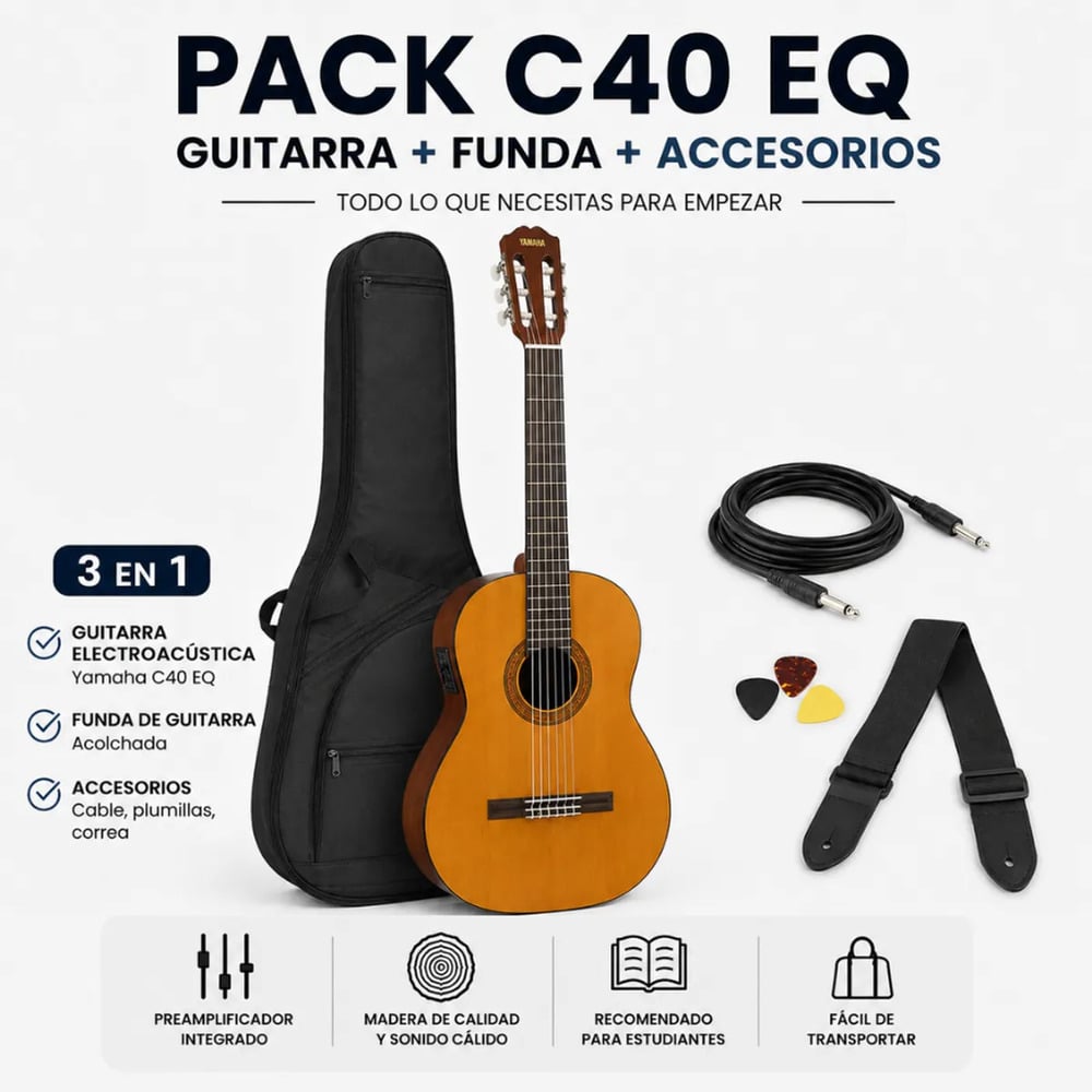 GUITARRA CLÁSICA YAMAHA C40 ELECTROACÚSTICA - 3