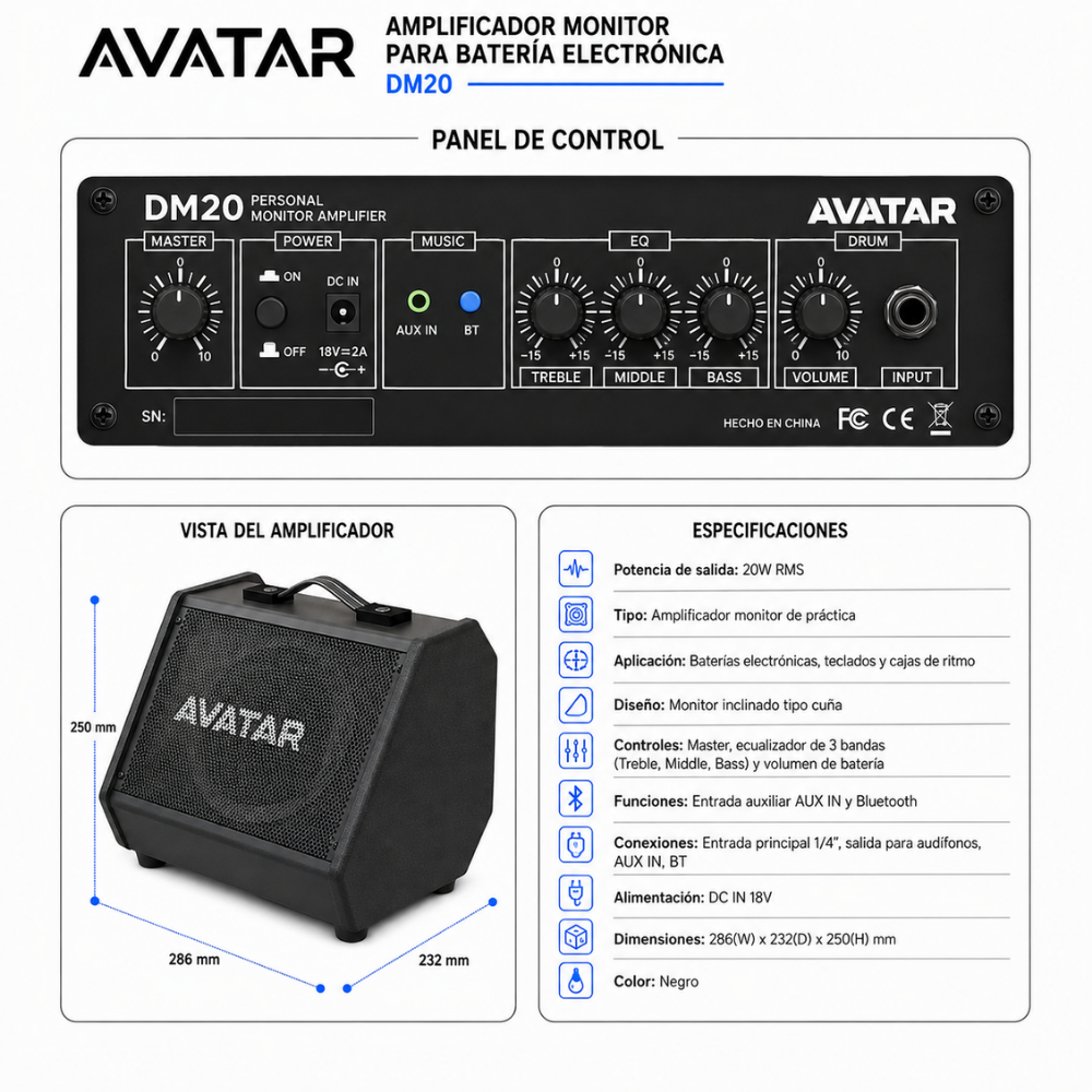 PACK BATERIA ELECTRONICA SD61-5BT BLUETOOTH - AMPLIFICADOR 20W - 3