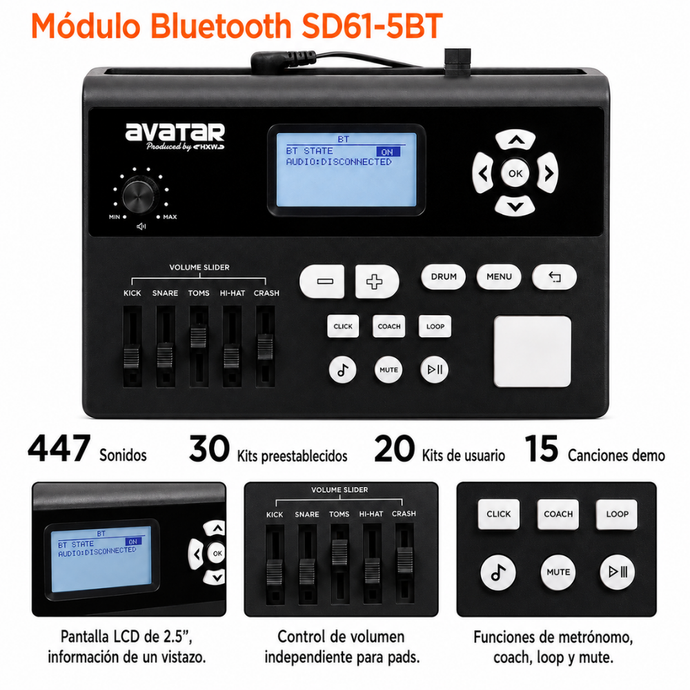 BATERIA ELECTRONICA SD61-5BT BLUETOOTH - 5