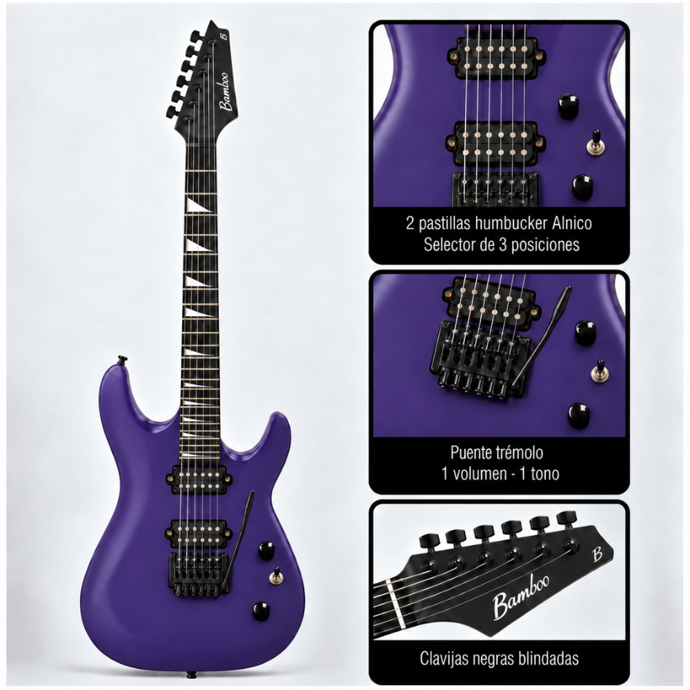 GUITARRA ELECTRICA BOKY HH PURPLE PACK - 2