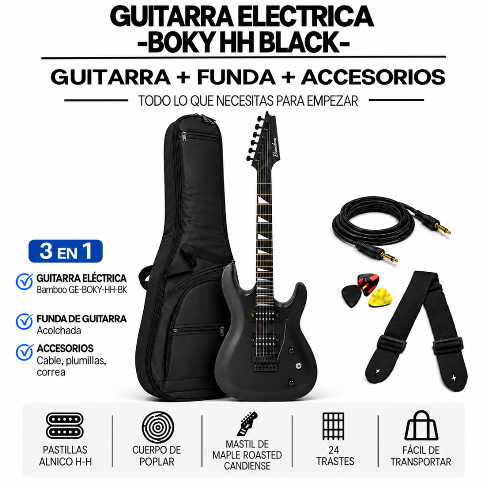 GUITARRA ELECTRICA BOKY HH BLACK - 3