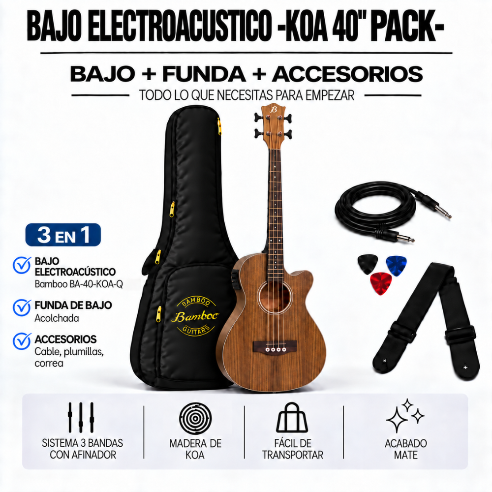 BAJO ELECTROACUSTICO KOA 40' PACK - 3