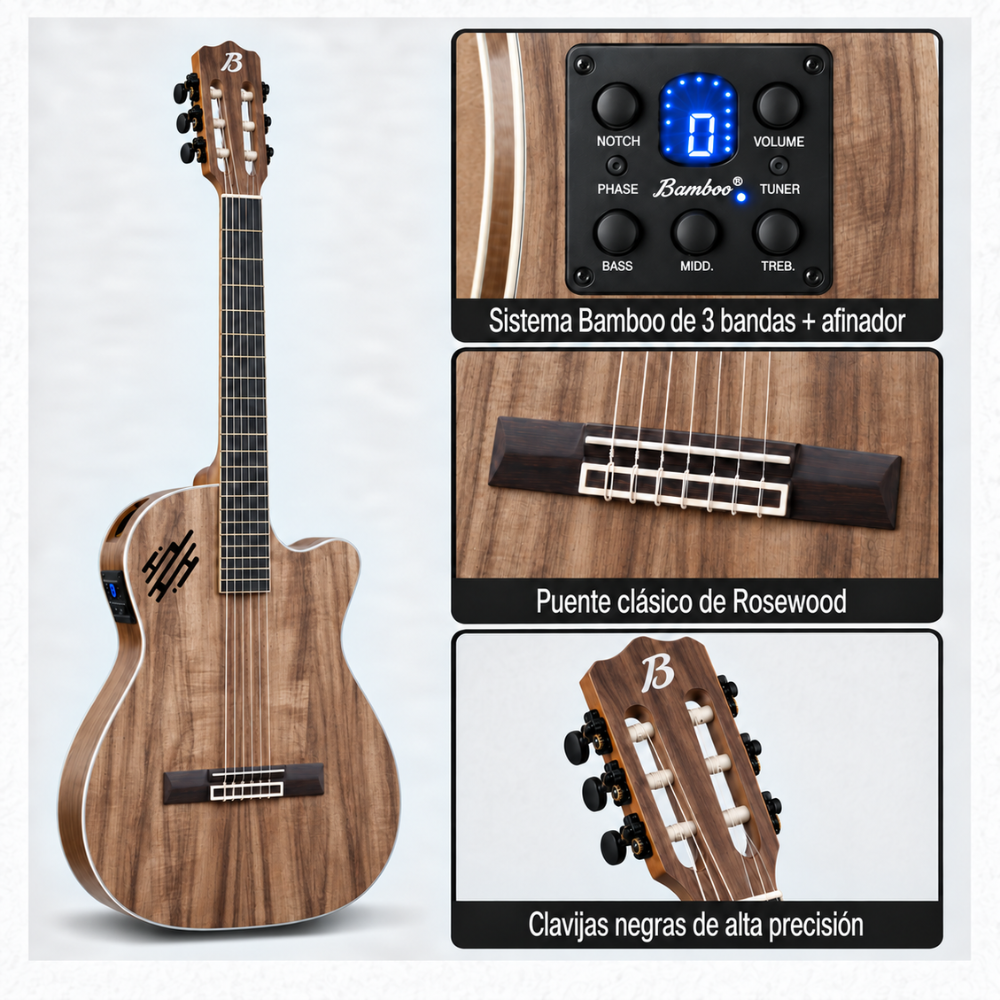 GUITARRA ELECTROCLASICA PRO SLIM KOA 39' PACK - 2