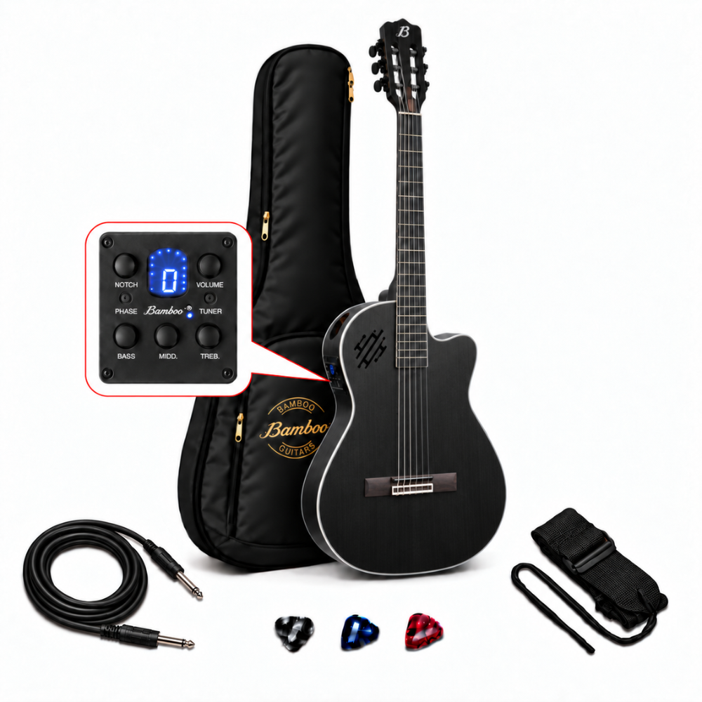 GUITARRA ELECTROCLASICA SLIM BLACK MAHOGANY 39' PACK - 1