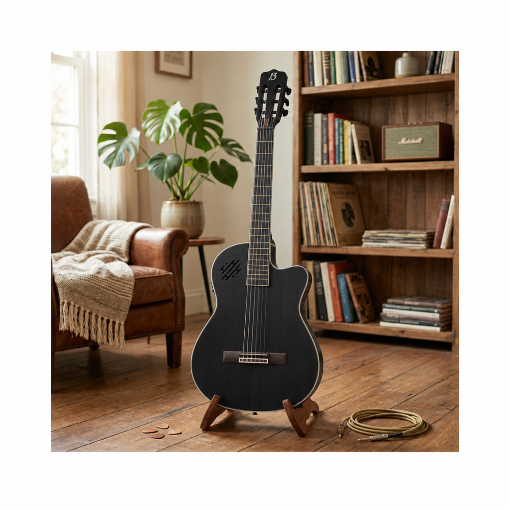 GUITARRA ELECTROCLASICA SLIM BLACK MAHOGANY 39' PACK - 6