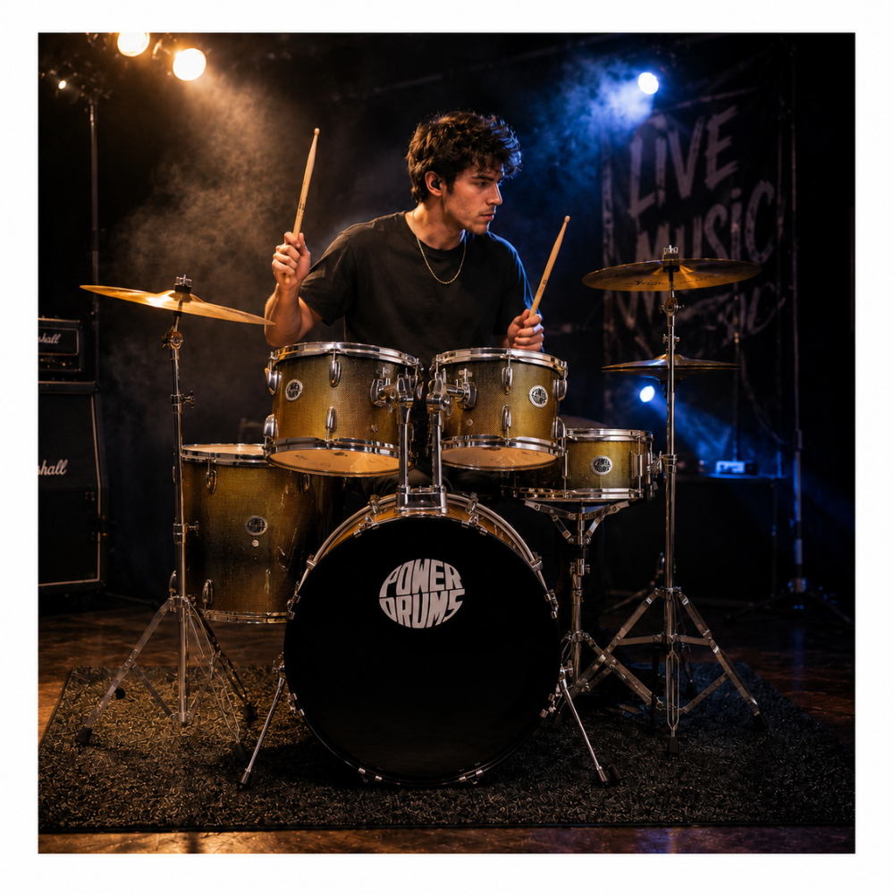 SET DE BATERIA ACUSTICA CPJ-5 FLASH FADE BLACK YELLOW - 5