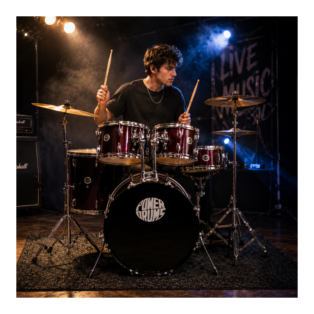 SET DE BATERIA ACUSTICA CPJ-5 FLASH FADE BLACK RED - 5