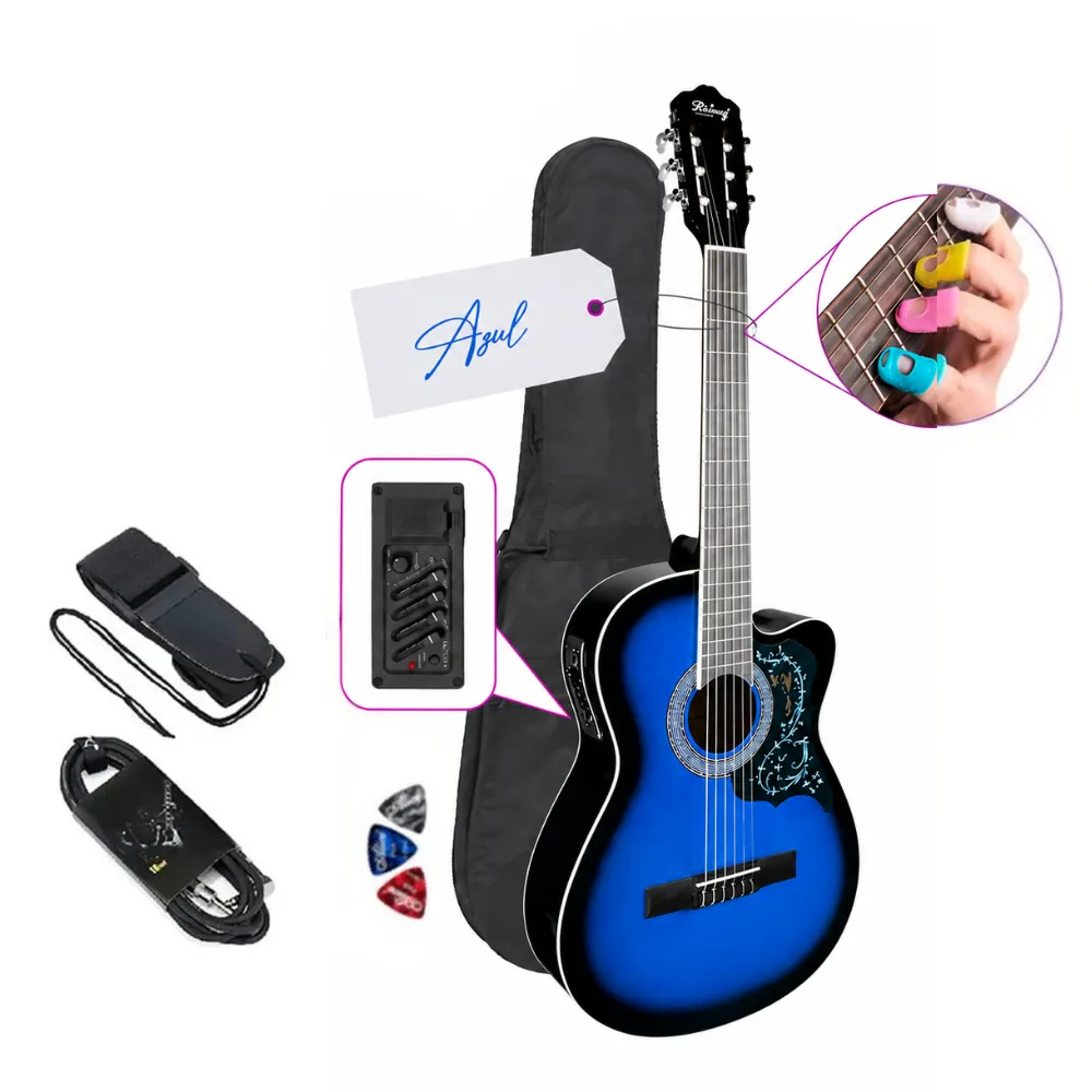 GUITARRA ELECTROACUSTICA NYLON AZUL - 1