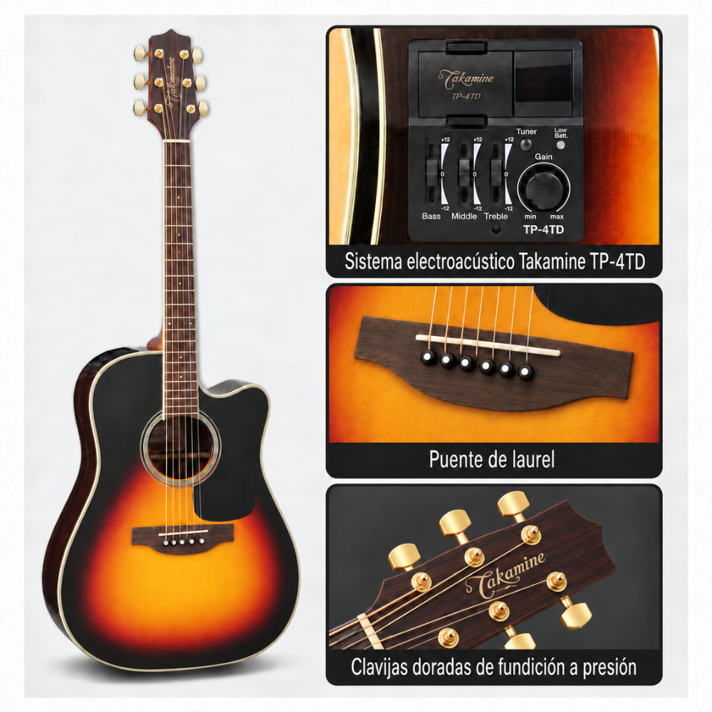GUITARRA ELECTROACUSTICA GD51CE BROWN SUNBURST TAPA SOLIDA PACK - 2