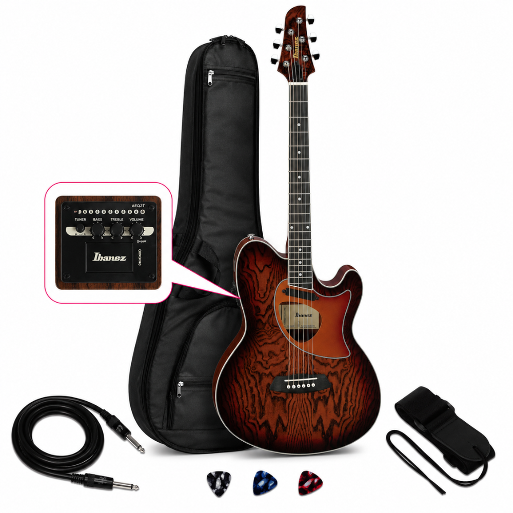 GUITARRA ELECTROACUSTICA TALMAN TCM50 VINTAGE BROWN SUNBURST PACK - 1