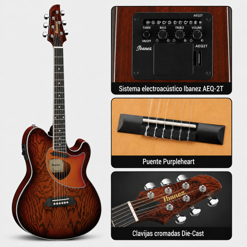 GUITARRA ELECTROACUSTICA TALMAN TCM50 VINTAGE BROWN SUNBURST PACK - 2