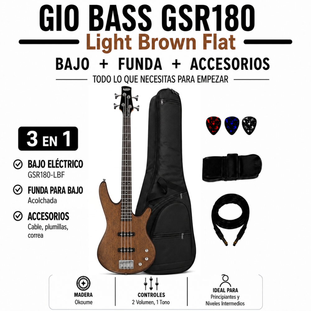 BAJO ELECTRICO GSR180 LIGHT BROWN FLAT PACK - 3