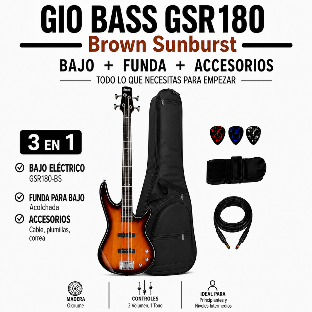 BAJO ELECTRICO GSR180 BROWN SUNBURST PACK - 3