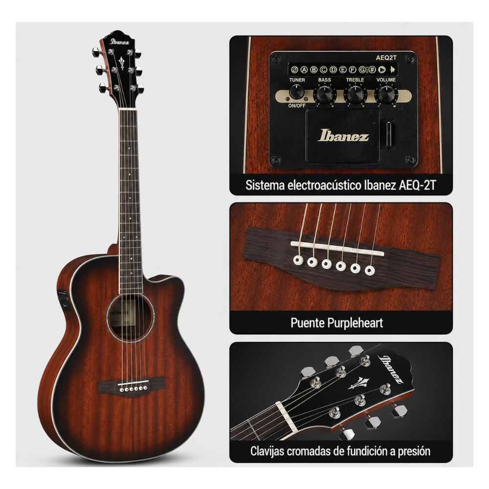 GUITARRA ELECTROACUSTICA AEG7MH VIOLIN SUNBURST HIGH GLOSS PACK - 2