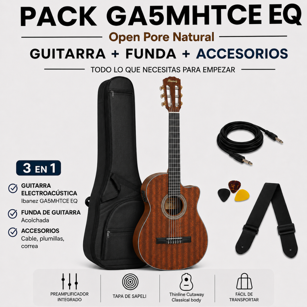 GUITARRA ELECTROACUSTICA GA5MHTCE OPEN PORE NATURAL PACK - 3