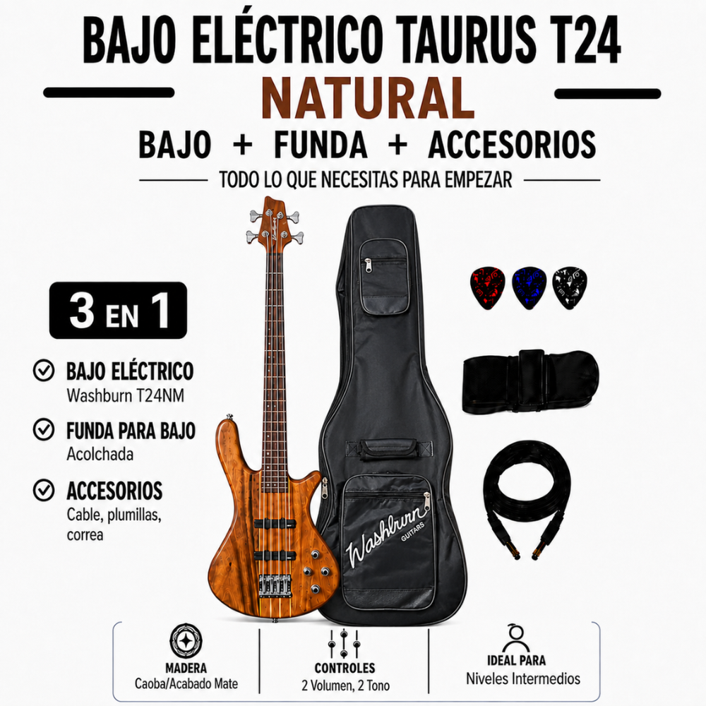BAJO ELECTRICO TAURUS T24 NATURAL PACK - 3