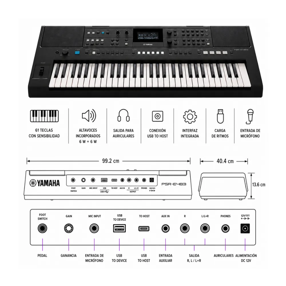 TECLADO YAMAHA PSR-E483 PACK CRISTIANO AVANZADO - 2