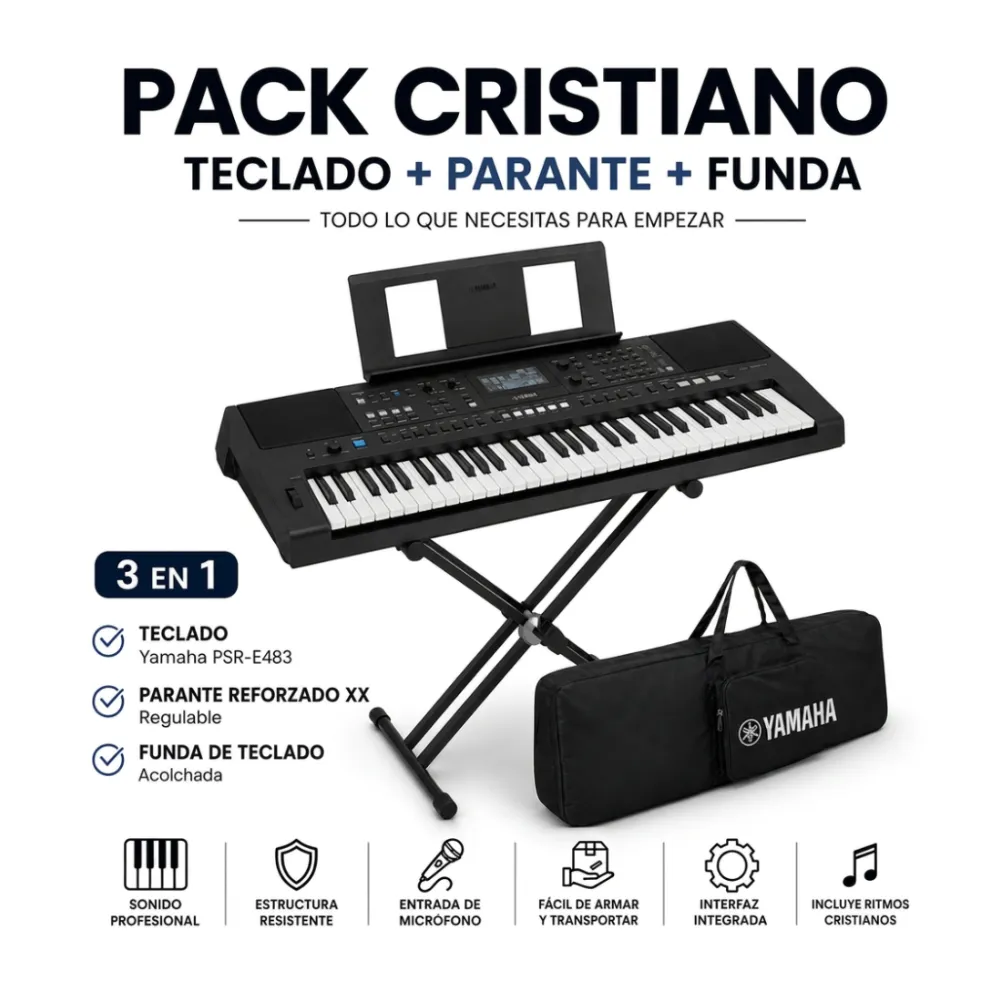 TECLADO YAMAHA PSR-E483 PACK CRISTIANO AVANZADO - 3