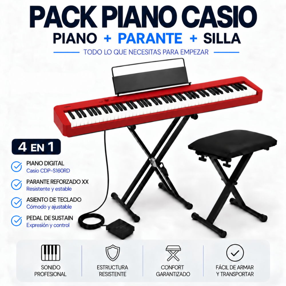 PIANO DIGITAL CASIO CDP-S160 RED PACK - 3