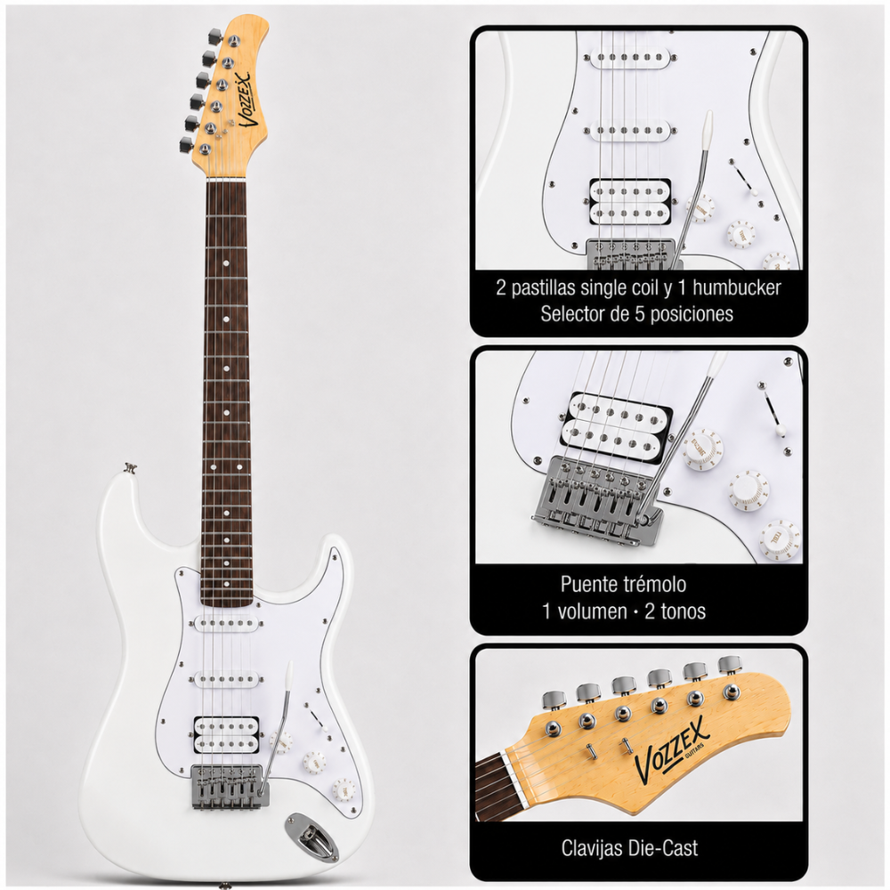 PACK ELECTRICO STRATO SSH WHITE - AMPLIFICADOR JOYO 10W - 2