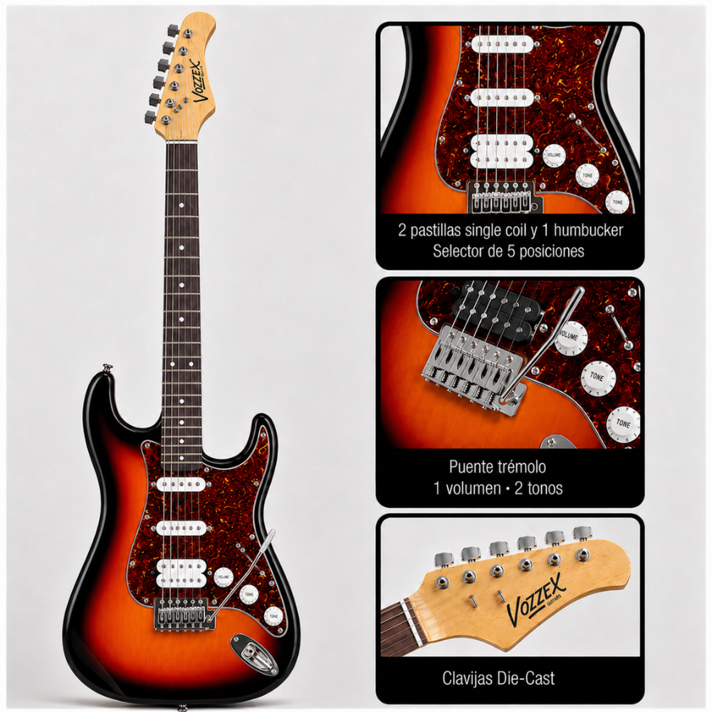 PACK ELECTRICO STRATO SSH SUNBURST RD- AMPLIFICADOR JOYO 10W - 2