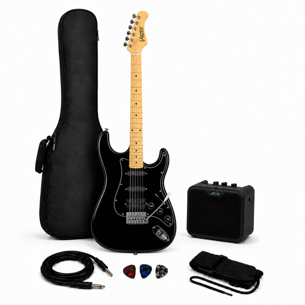 PACK ELECTRICO STRATO SSH BLACK BK- AMPLIFICADOR JOYO 10W - 1