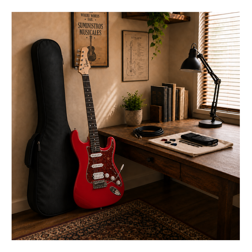 GUITARRA ELÉCTRICA STRATOCASTER TAMAÑO ADULTO RED RD - 6