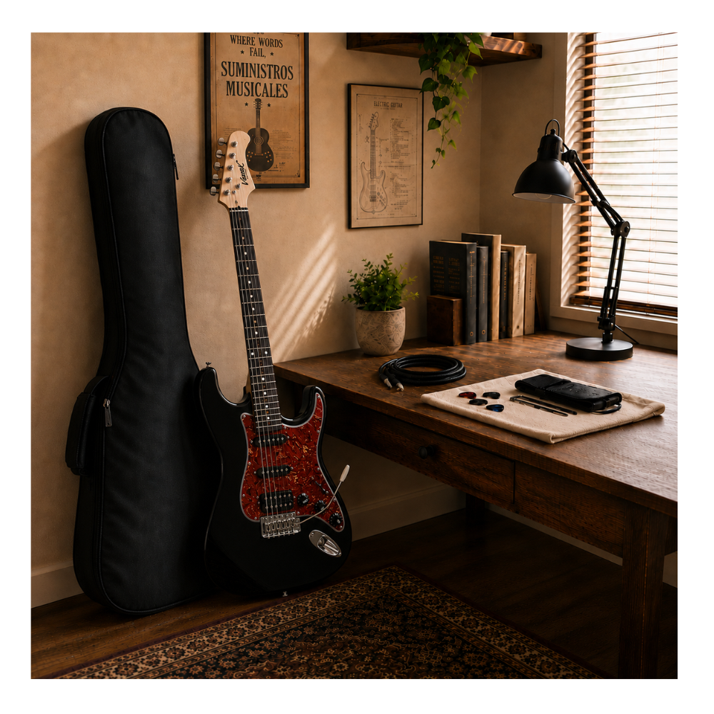 GUITARRA ELÉCTRICA STRATOCASTER TAMAÑO ADULTO BLACK RD - 6