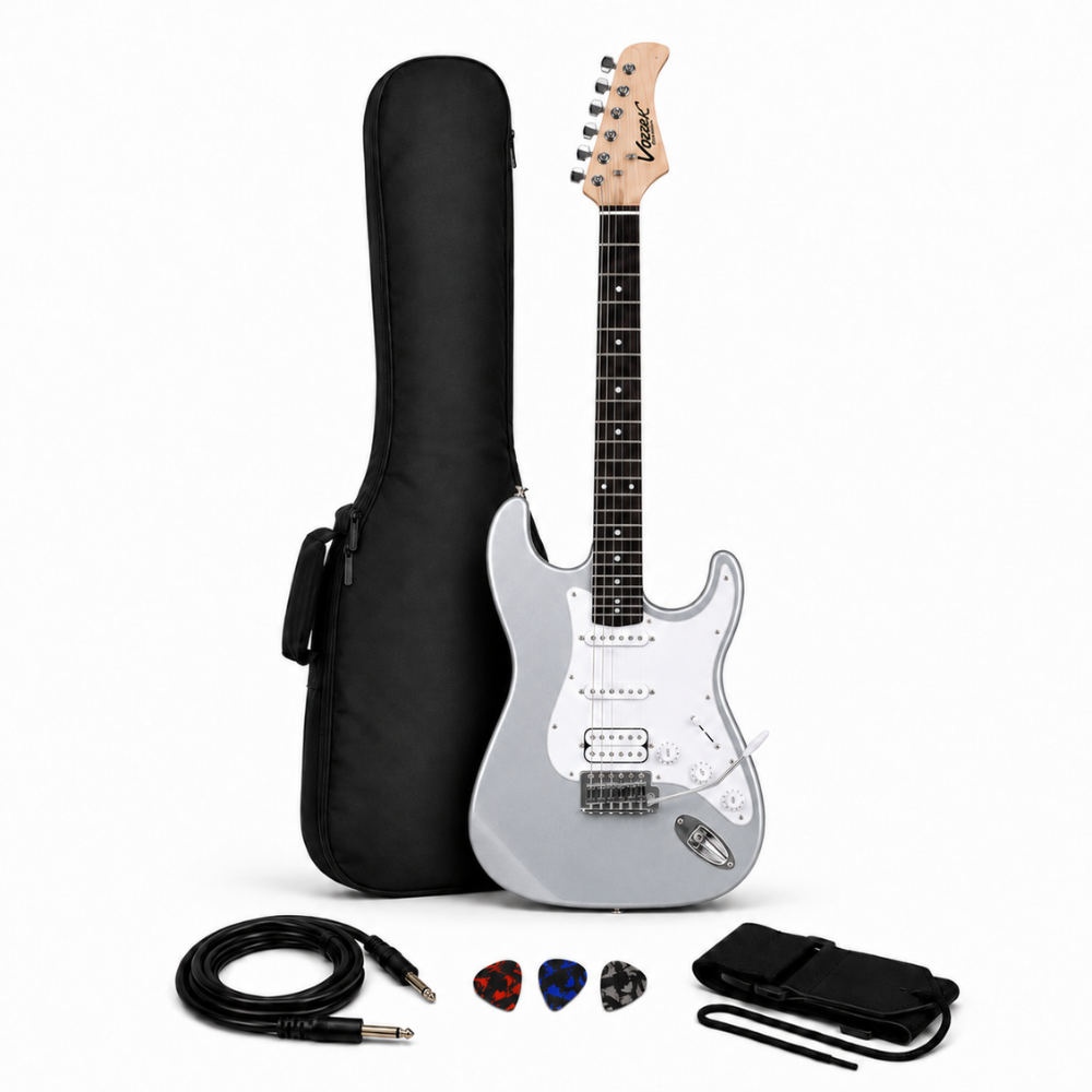 GUITARRA ELÉCTRICA STRATOCASTER TAMAÑO ADULTO SILVER - 1