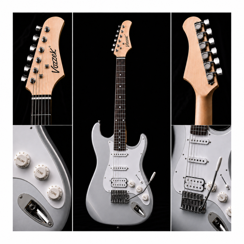 GUITARRA ELÉCTRICA STRATOCASTER TAMAÑO ADULTO SILVER - 4