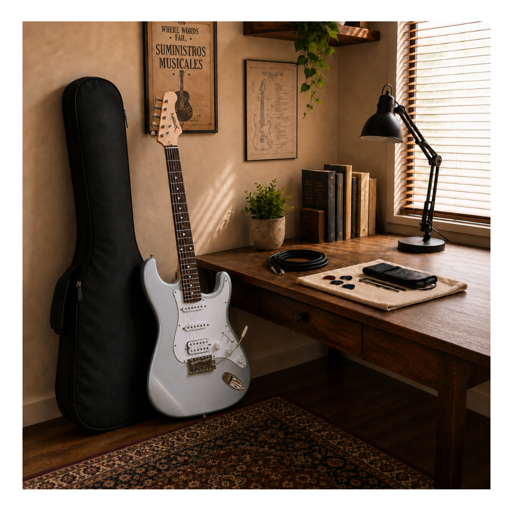 GUITARRA ELÉCTRICA STRATOCASTER TAMAÑO ADULTO SILVER - 6