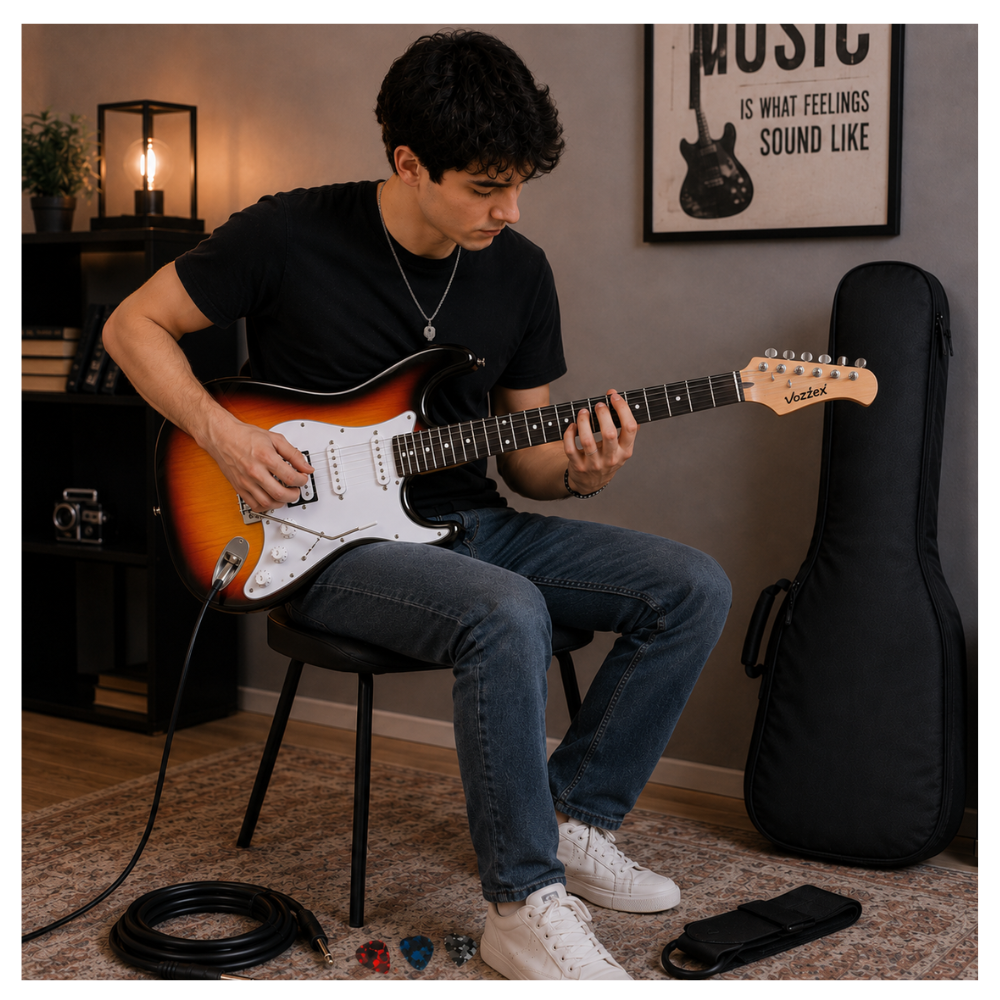 GUITARRA ELÉCTRICA STRATOCASTER TAMAÑO ADULTO SUNBURST - 5