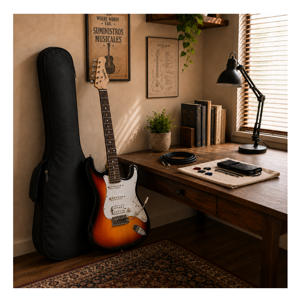 GUITARRA ELÉCTRICA STRATOCASTER TAMAÑO ADULTO SUNBURST - 6