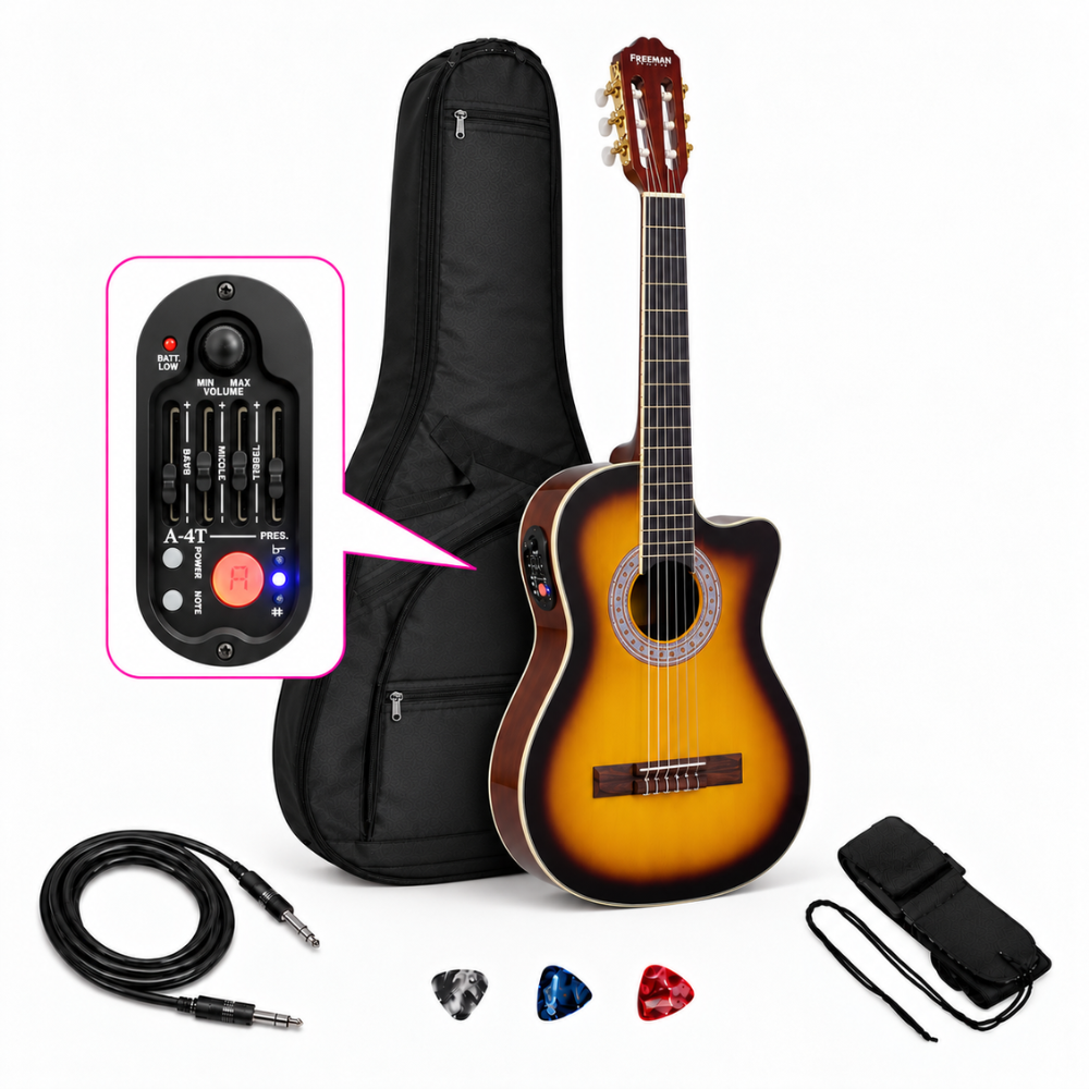 GUITARRA ELECTROACUSTICA NYLON FRA95NCET SUNBURST CUERPO DELGADO - 1