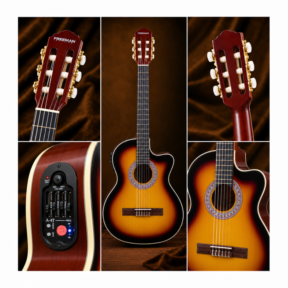 GUITARRA ELECTROACUSTICA NYLON FRA95NCET SUNBURST CUERPO DELGADO - 5