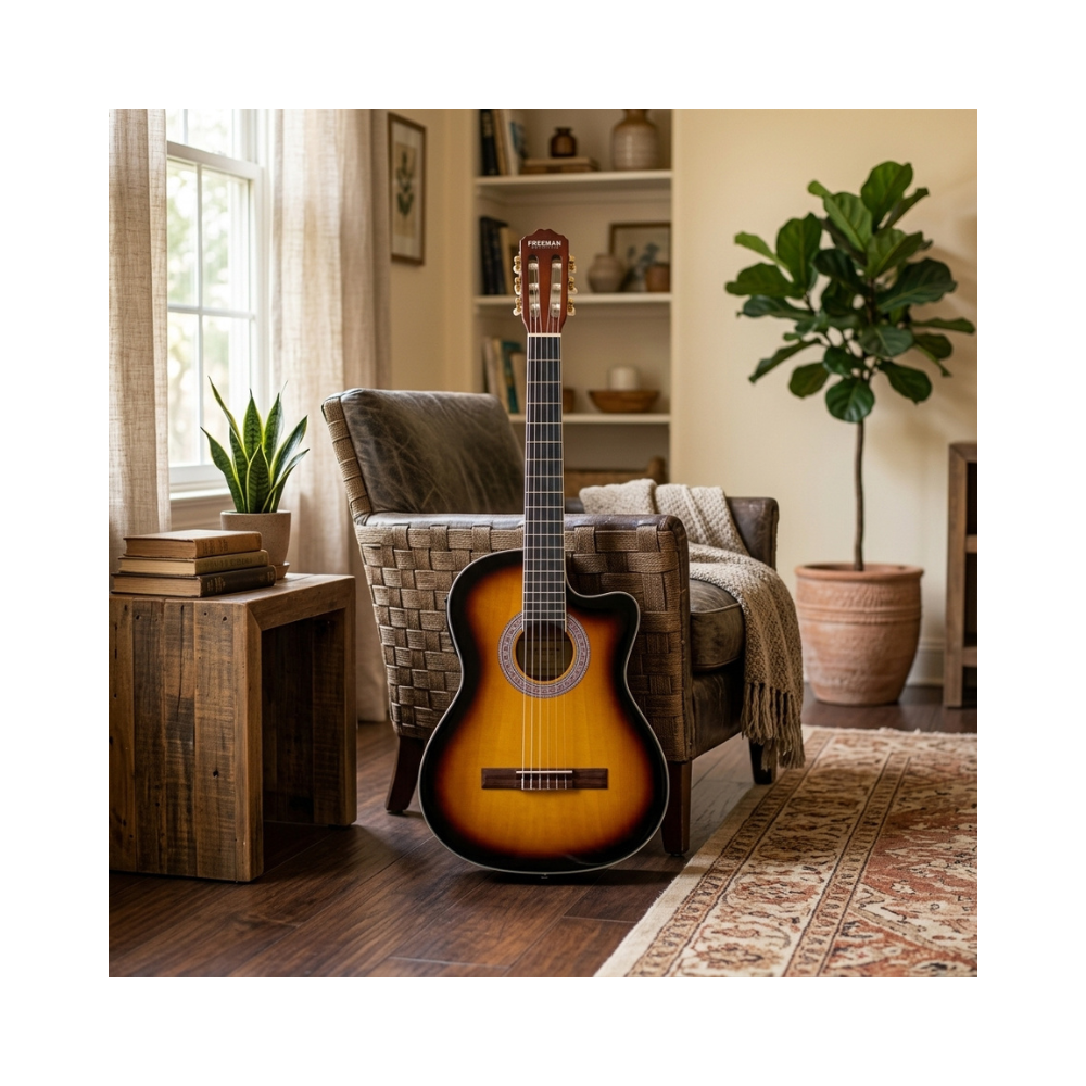 GUITARRA ELECTROACUSTICA NYLON FRA95NCET SUNBURST CUERPO DELGADO - 6