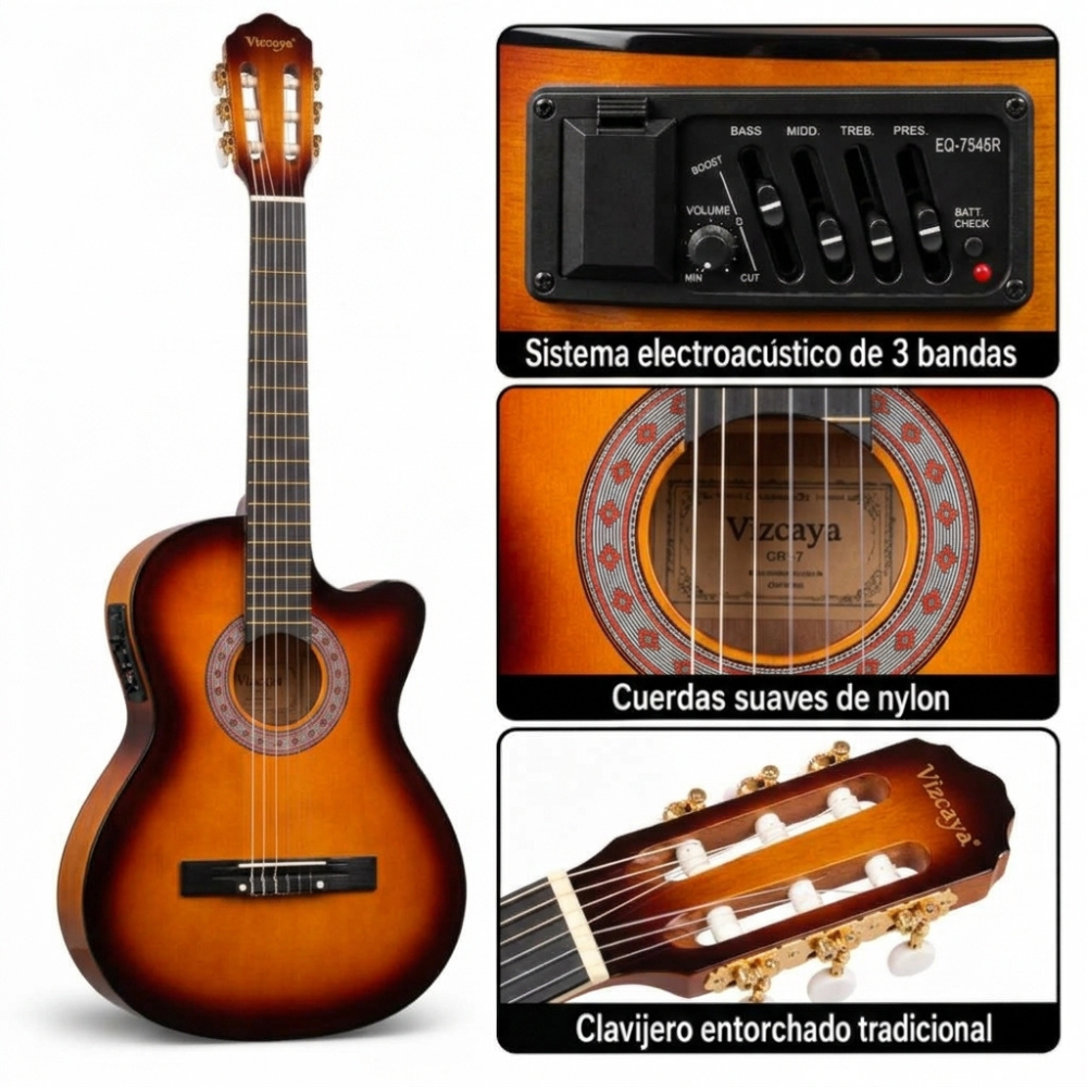 GUITARRA ELECTROACUSTICA VIZCAYA KIT CLASICO SUNBURST - 2