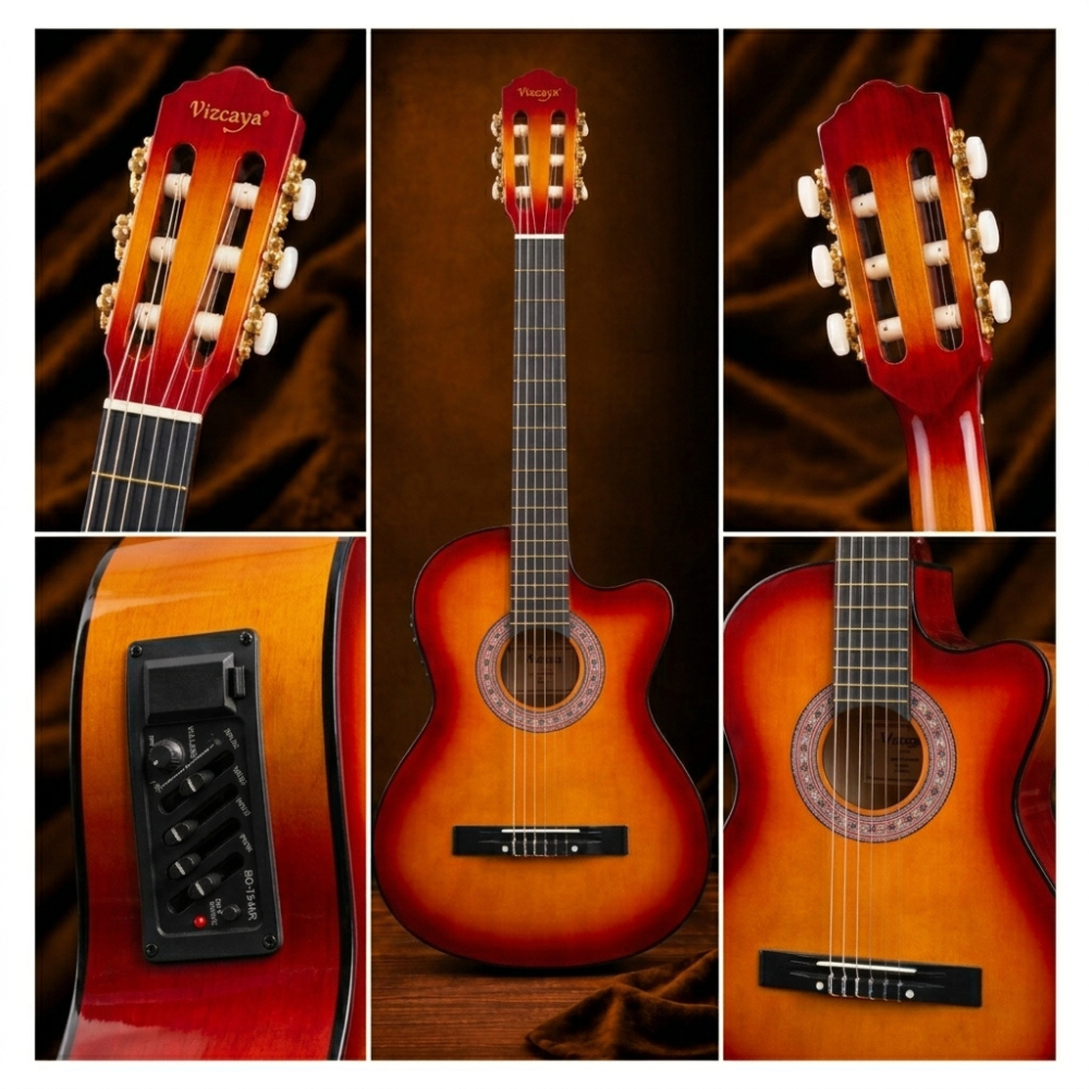 GUITARRA ELECTROACUSTICA VIZCAYA KIT CLASICO SUNBURST - 5