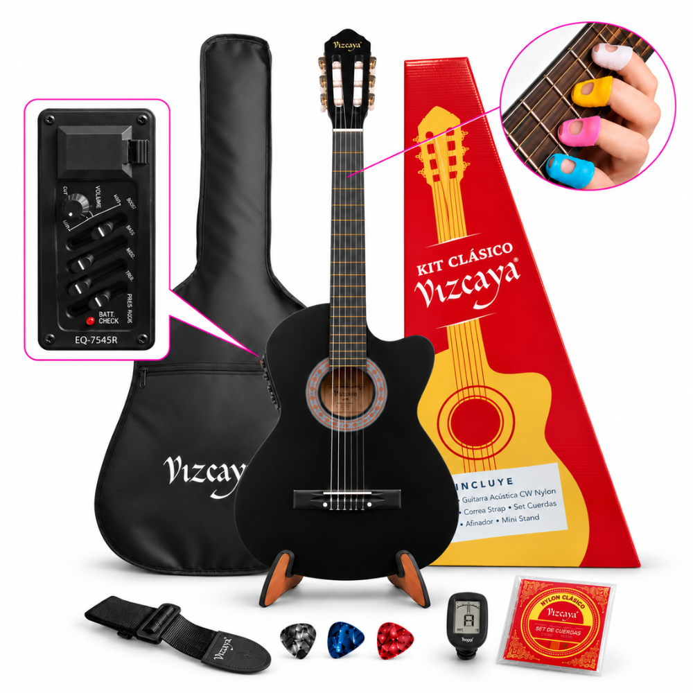 GUITARRA ELECTROACUSTICA VIZCAYA KIT CLASICO BLACK - 1