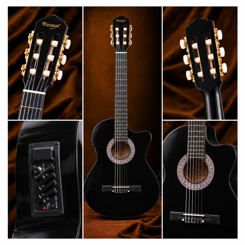 GUITARRA ELECTROACUSTICA VIZCAYA KIT CLASICO BLACK - 5