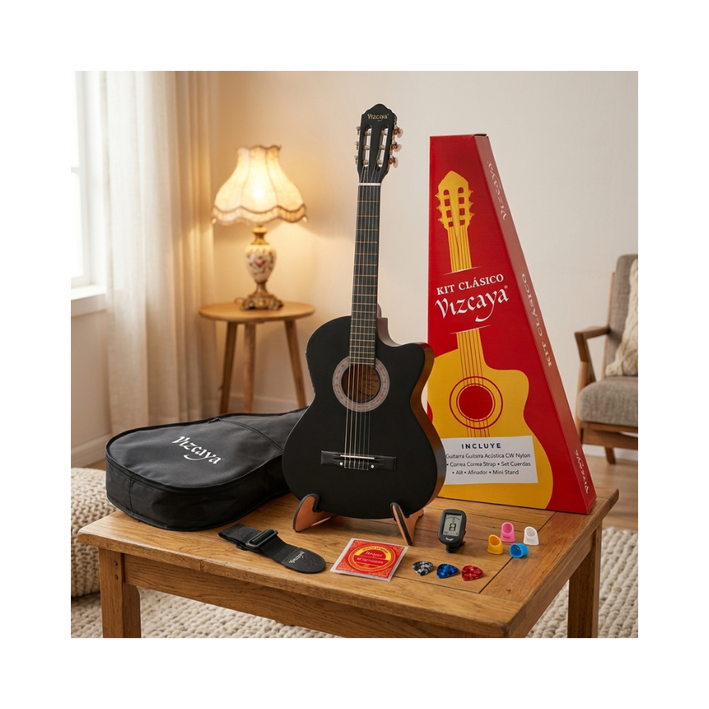 GUITARRA ELECTROACUSTICA VIZCAYA KIT CLASICO BLACK - 6