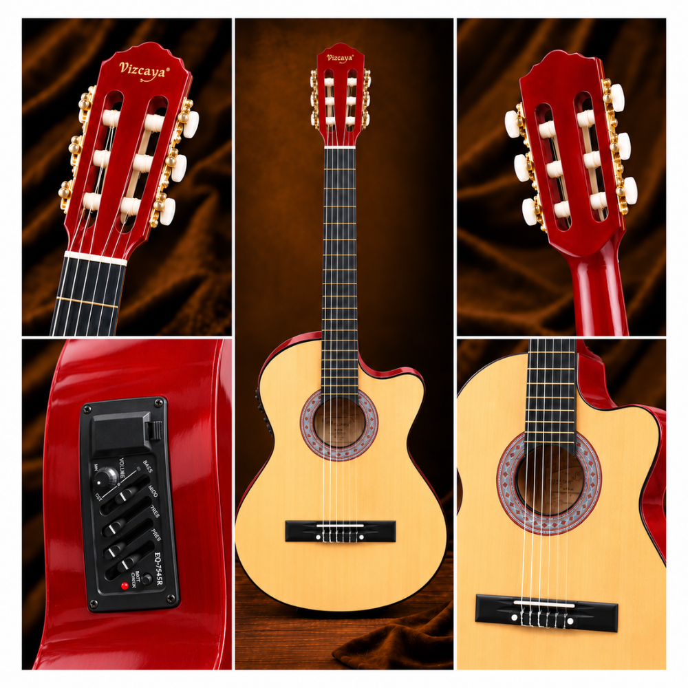 GUITARRA ELECTROACUSTICA VIZCAYA KIT CLASICO NATURAL - 5