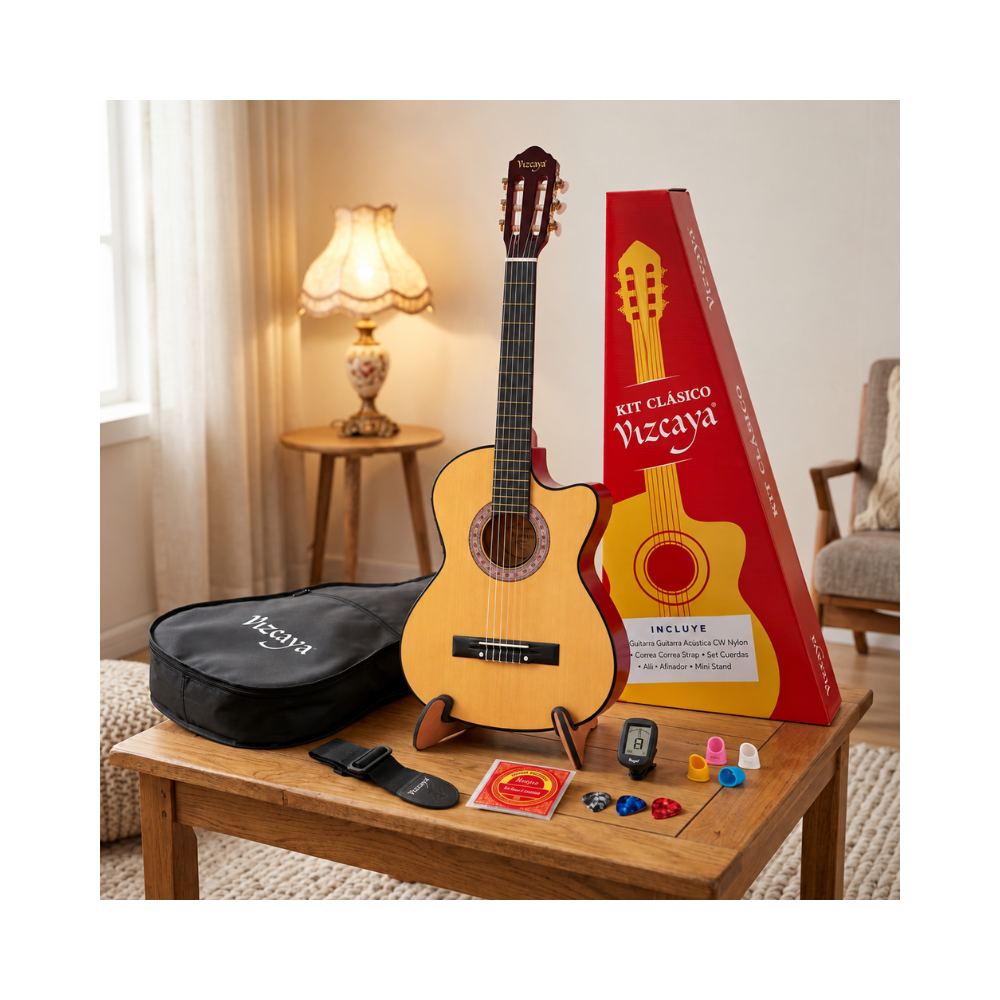 GUITARRA ELECTROACUSTICA VIZCAYA KIT CLASICO NATURAL - 6