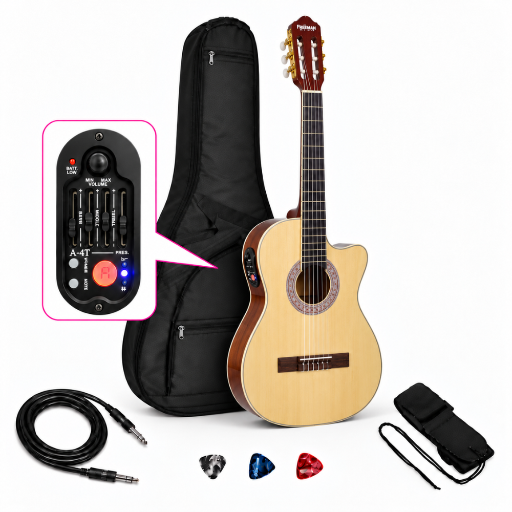 GUITARRA ELECTROACUSTICA NYLON FRA95NCET NATURAL CUERPO DELGADO - 1