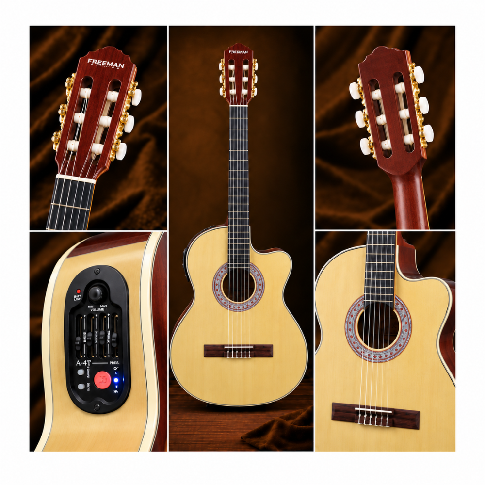 GUITARRA ELECTROACUSTICA NYLON FRA95NCET NATURAL CUERPO DELGADO - 5