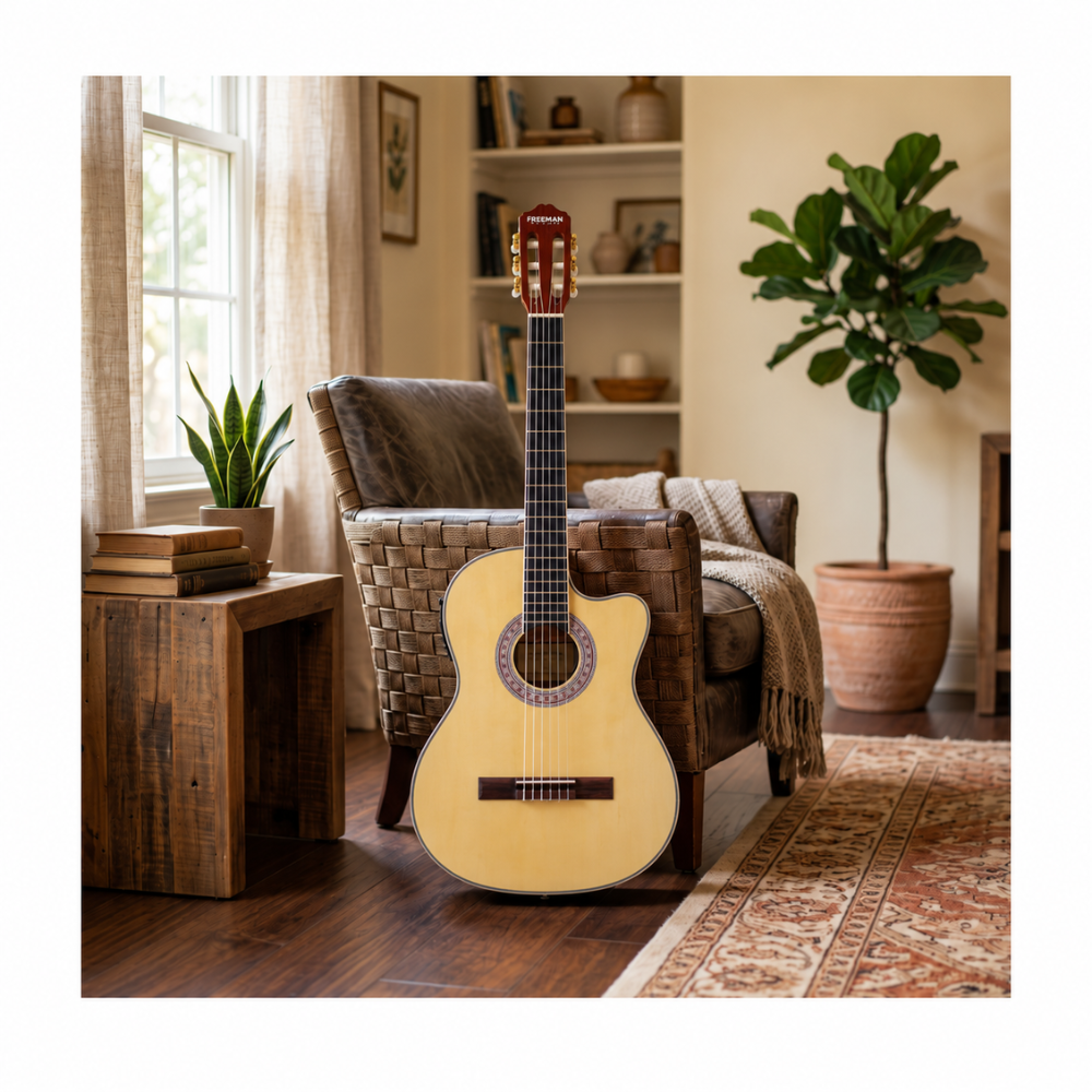 GUITARRA ELECTROACUSTICA NYLON FRA95NCET NATURAL CUERPO DELGADO - 6