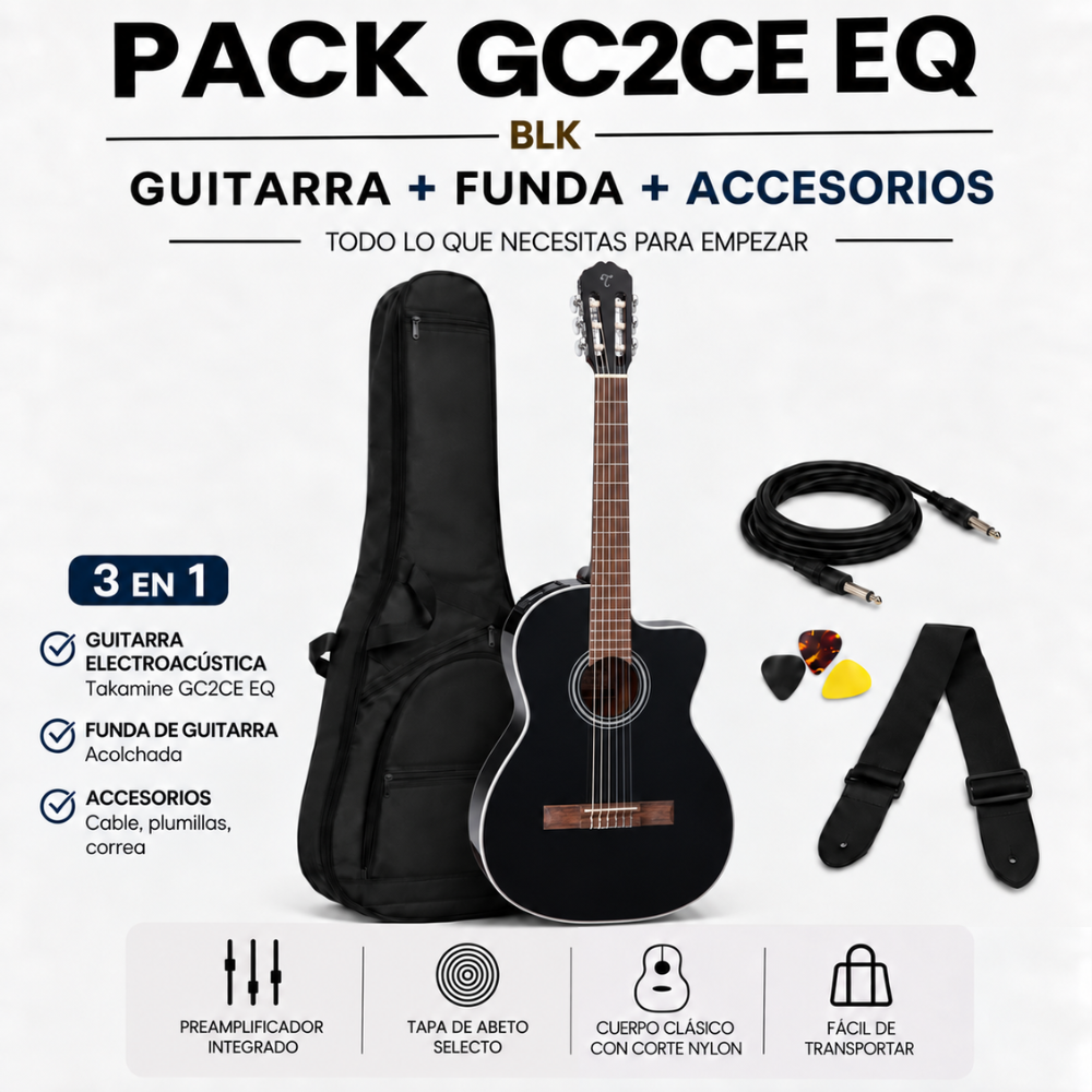 GUITARRA ELECTROACUSTICA GC2CE BLACK PACK - 3